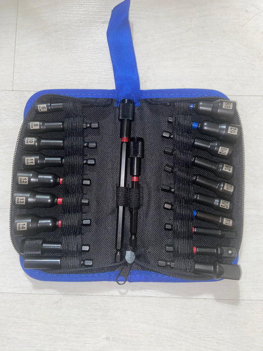 21 piece magnetic, Impact Nut Driver Set English/Metric with Socket adapters,